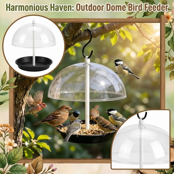 Hemispherical Hanging Bird Feeder, Outdoor Dome-Shaped Wild Bird Seed Feeder, Rustic Metal, Patio Garden Decor, Easy Top Fill(Multicolor)