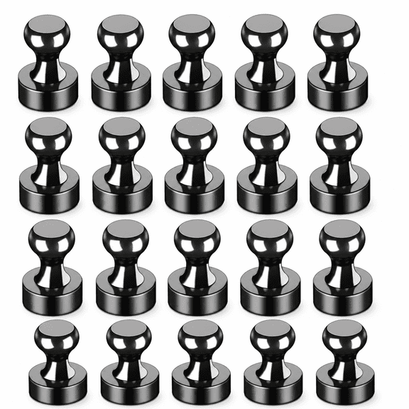Hemivara 20 Pack Black Fridge Magnets, Strong Refrigerator Magnets, Small Magnetic Push Pins for Whiteboard, Locker, Kitchen, Office, Classroom