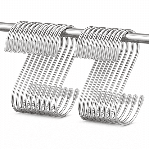 Hemivara 20 Pack Heavy Duty S Hooks for Hanging, 3.54 in Stainless Steel Hooks for Pots, Pans, Towels, Silver