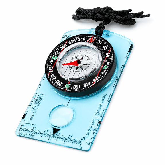 Hemivara Blue Orienteering Compass for Hiking, Baseplate Map Compass with Magnifier, Ruler Scales, Rotating Bezel, 1 Count