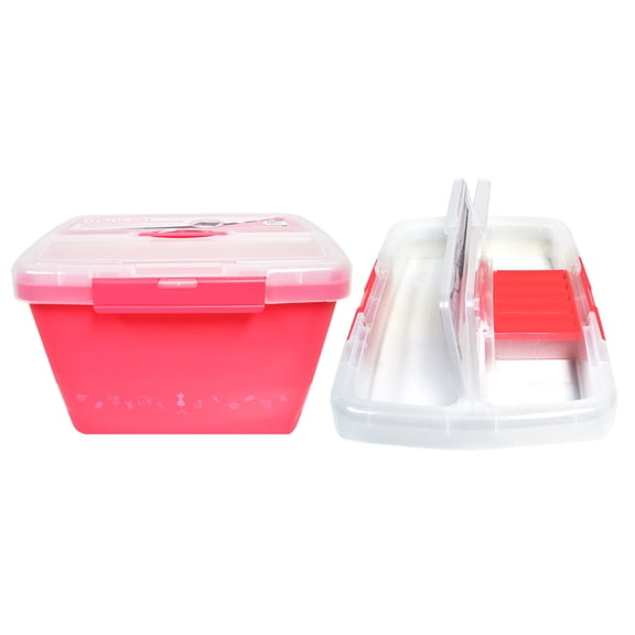 Hemline Pink Plastic Sewing Box With Bobbin Holder