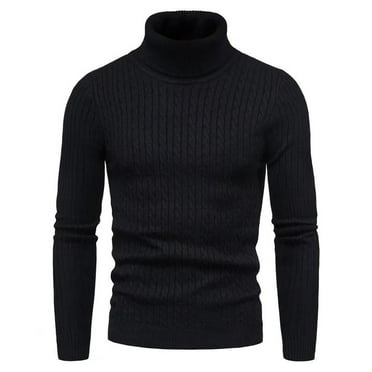 Hemlock Black Mens Sweaters Solid Color Casual Pullover, Autumn and Winter Men's Turtleneck Sweater Loose Version Slim Pullover Bottom