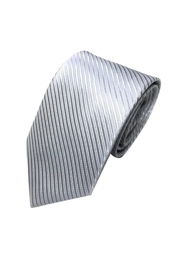 Ties for Men, Mens Classic Jacquard Woven Striped Necktie Men's Tie Party Wedding Tie, Silver