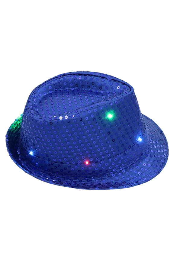 LED Sequin Glow Jazz Hat Performance Props Flash Cowboy Hat