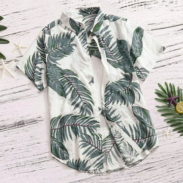 Hemlock Mens Hawaiian Shirt Summer Tops Short Sleeve Button Up Workout Plus Size Dress Shirts,Fashion Men's Casual Print Hawaii Beach Top Blouse, Gray 5XL