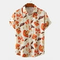 thumbnail image 1 of Hemlock Mens Summer Tops Short Sleeve Tshirts Workout Button Up Shirts,Male Casual Mushroom Print Shirt Turn Down Collar, Orange M, 1 of 6
