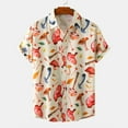 thumbnail image 1 of Hemlock Mens Summer Tops Short Sleeve Tshirts Workout Button Up Shirts,Male Casual Mushroom Print Shirt Turn Down Collar, Red XXL, 1 of 6