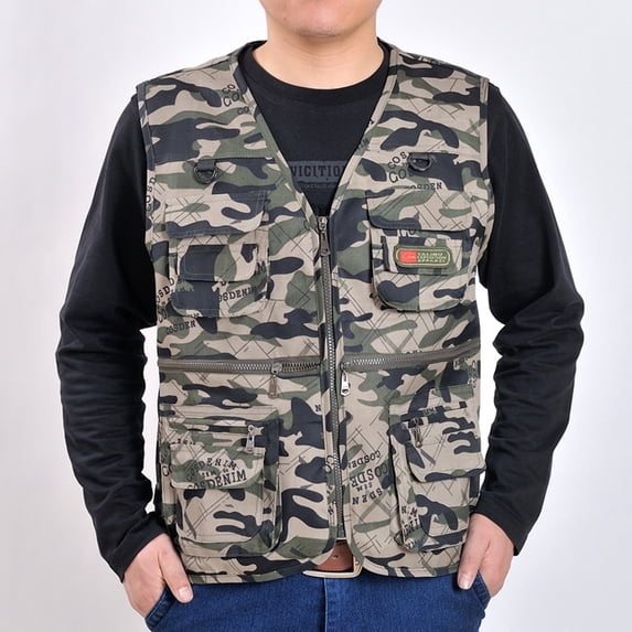 Hemlock Vest Tops for Men, Men's Casual Outdoor Work Fishing Travel Photo Cargo Vest Jacket Multi Pockets, Yellow 4XL
