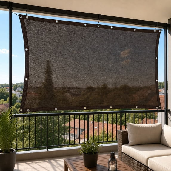 Hemmed Grommet UV Protection Sun Shade Net, Thickened Heat Insulation Sunscreen Mesh, Anti-Aging Coffee Colored Outdoor Shade Cloth for Courtyard, Garden & Patio