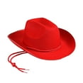 thumbnail image 1 of Hemming Wide Brim Solid Color Adjustable Windproof Rope Bowler Hat Western Cowgirl Jazz Sun Hat Fashion Accessories, 1 of 7