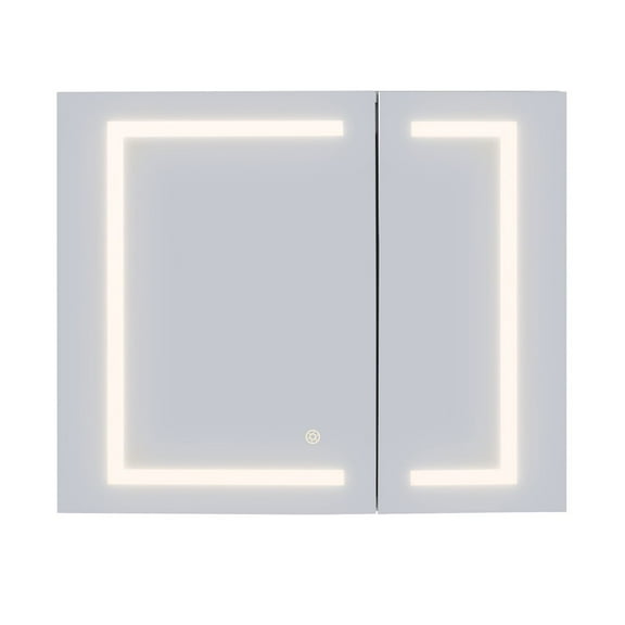 Hemnes 32" Frameless Silver Glass LED Lighted Bathroom Medicine Cabinet