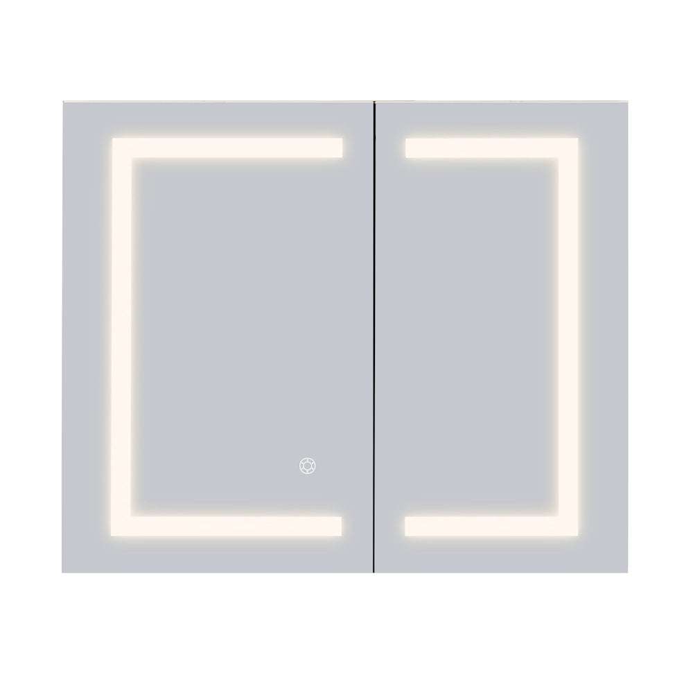 Modern Frameless Silver Glass LED Lighted Bathroom Medicine Cabinet