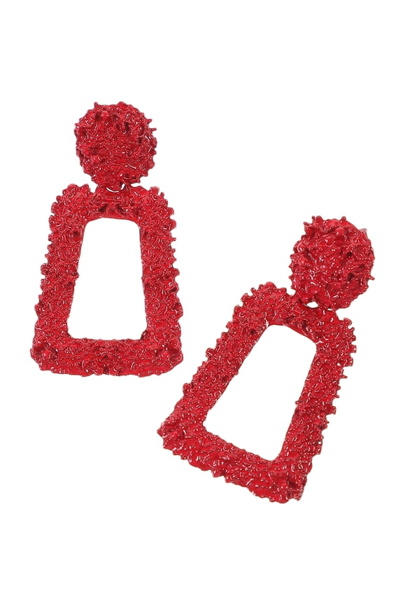 1 Pair Red Alloy Dangle Earrings for Women Matte Finish Elegant Jewelry for Parties and Special Events