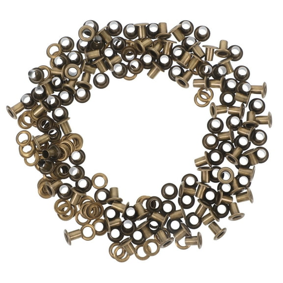 Hemobllo 100 Sets Antique Brass Brown Metal Grommets Eyelets for Clothes and Bags, Hollow Rivets, Easy to Install and