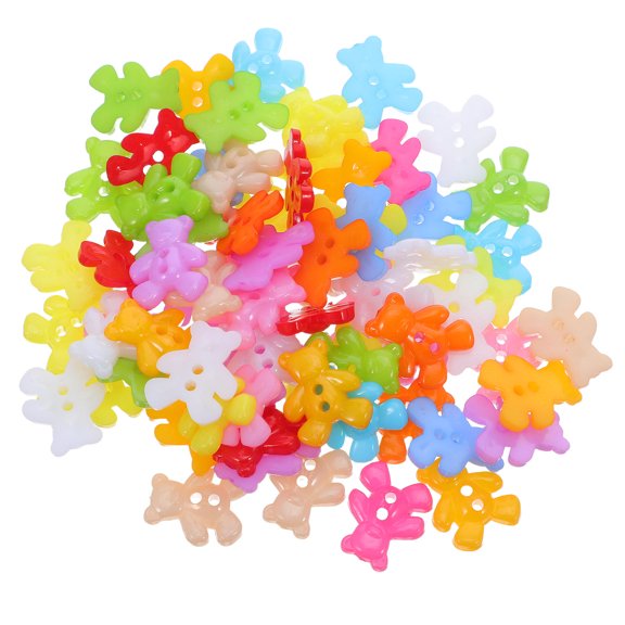 Hemobllo 100pcs Bear Shaped Plastic Buttons, Cute Decorative Sewing Buttons for Clothing, Scrapbooking, Crafts and Projects