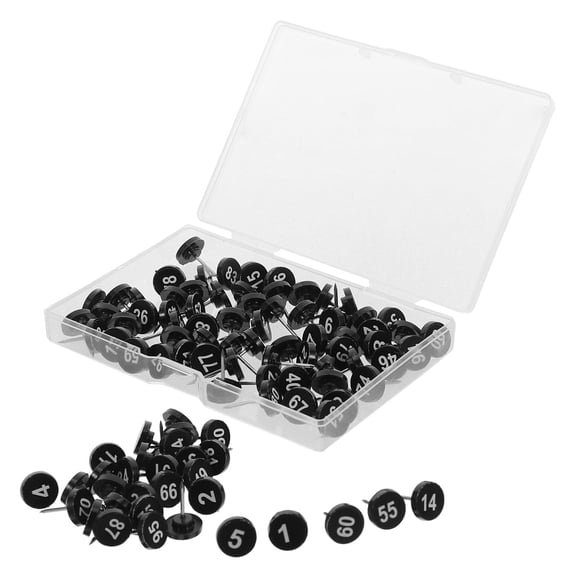 Hemobllo 100Pcs Black Flat Push Pins with Numbers for Cork Board Reliable Display Pins