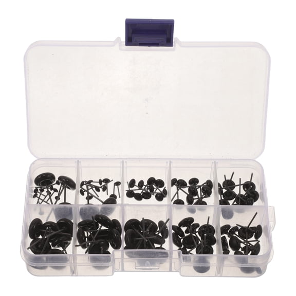 Hemobllo Craft Glass Eyes Black Metal Flat Back for Stuffed Animals 100Pcs