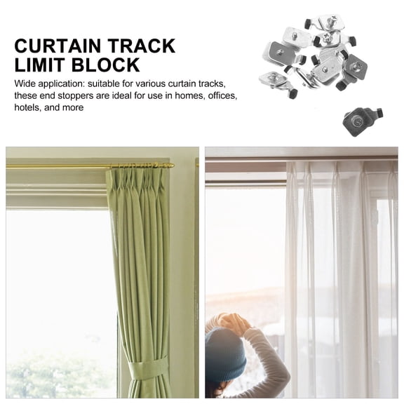 Hemobllo 10pcs Curtain Accessory Silver Iron Curtain Track Ends for Hotel Interiors and Commercial Users
