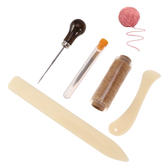 Hemobllo 10-Piece Wood Handle Awl Set for Bookbinding and Crafts with Bone Folder, Creaser, and Waxed Linen Thread Kit