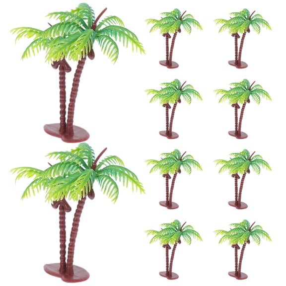 Hemobllo Set of 10 Artificial Coconut Tree Plants for Photography, Green Plastic Decorative Palm Trees for Indoor Outdoor Use