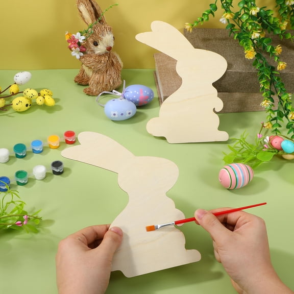 Hemobllo 10pcs Natural Wooden Bunny Cutouts for Easter Crafts, Spring Party Decorations, Kids Crafting and Fun Activities