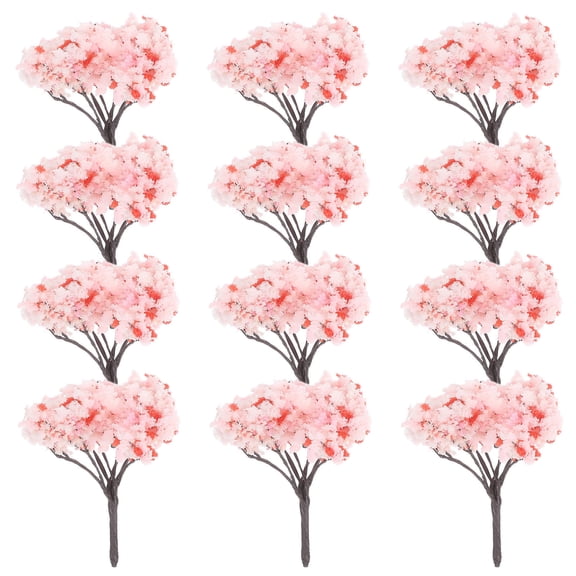 Hemobllo 12-Pcs Pink Abs Sponge Micro Landscape Cherry Tree for Fairy Garden Plant Ornament