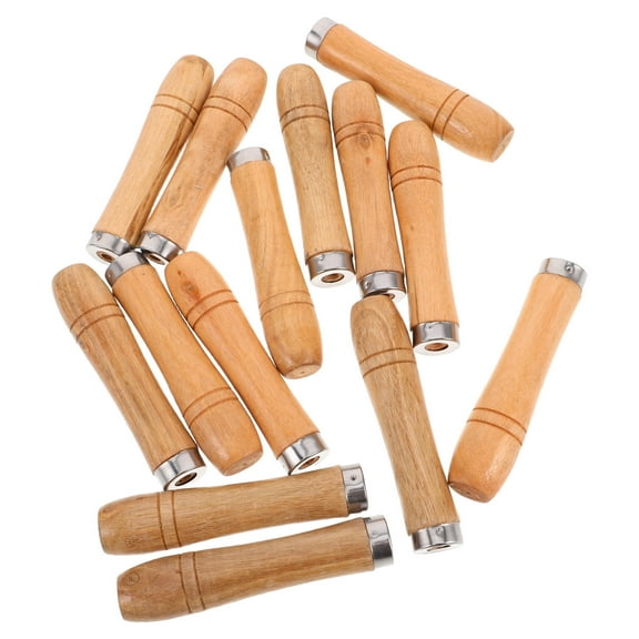 Hemobllo 14pcs Wood Beige Replacement Handles Barbecue Fork Handles Anti-scald for Skewers