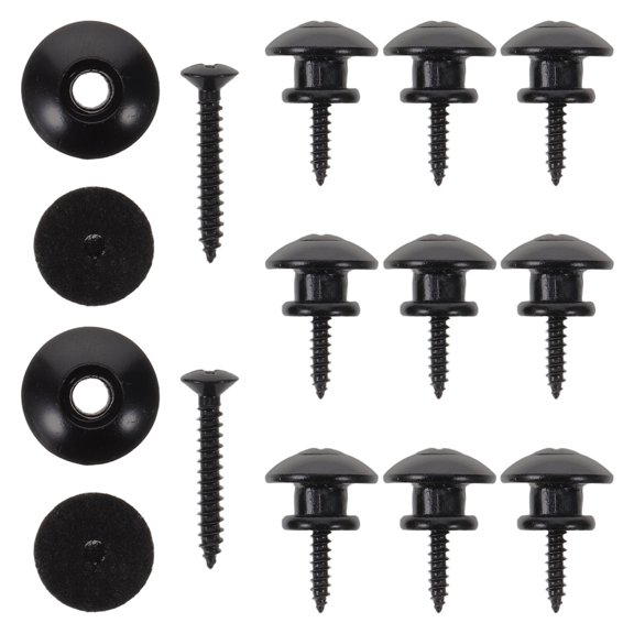 Hemobllo 15Pcs Black Guitar Strap Locks Security Lock Buttons with Mounting Screws for Acoustic Electric Bass Ukulele