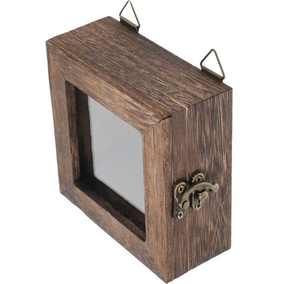 Hemobllo Coffee Wood Display Case Shadow Box for Insect Specimens Dried Flower Display Home Decoration