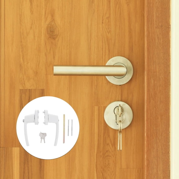 Hemobllo White Lever Door Handle with Solid Thickened Security Lock and Indoor Outdoor Keys for Enhanced Safety