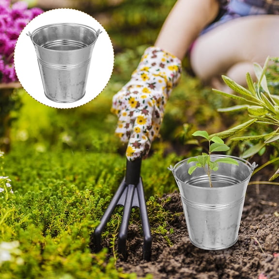 Hemobllo Metal Bucket with Handle, Iron Flower Pot for Planting, Storage, Garden, and Home Decorative Use