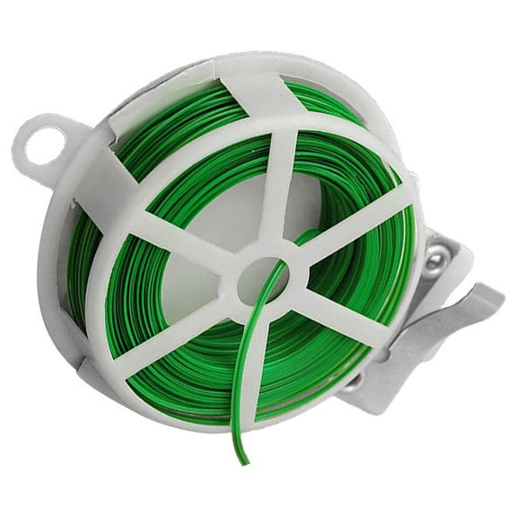 Hemobllo 1Pc Multi-Purpose Garden Plant Tie Wire with Built-in Cutter Green Plastic and Iron Wire for Secure Gardening