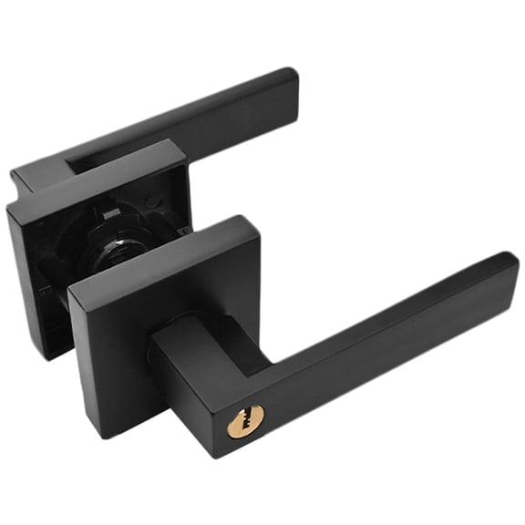 Hemobllo 1Set Matte Black Bedroom Door Handle with Lock Sturdy Metal Door Lock Replacement for Home