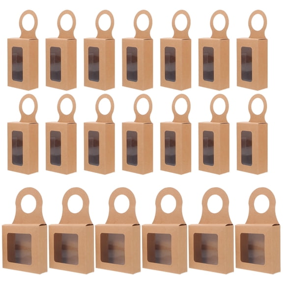 Hemobllo Wine Bottle Boxes with Transparent Window, Kraft Paper Party Favor Packaging, Set of 24