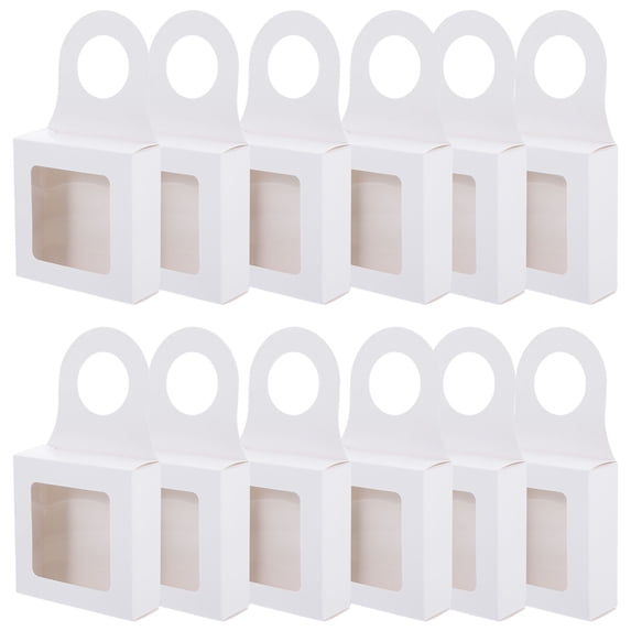 Hemobllo Portable White Paper Wine Bottle Box with Window for Safe Travel 25Pcs
