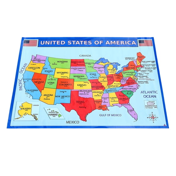 Hemobllo 2Pcs Geography Map of America Poster Wall Art Multi Color Print for Home and Classroom