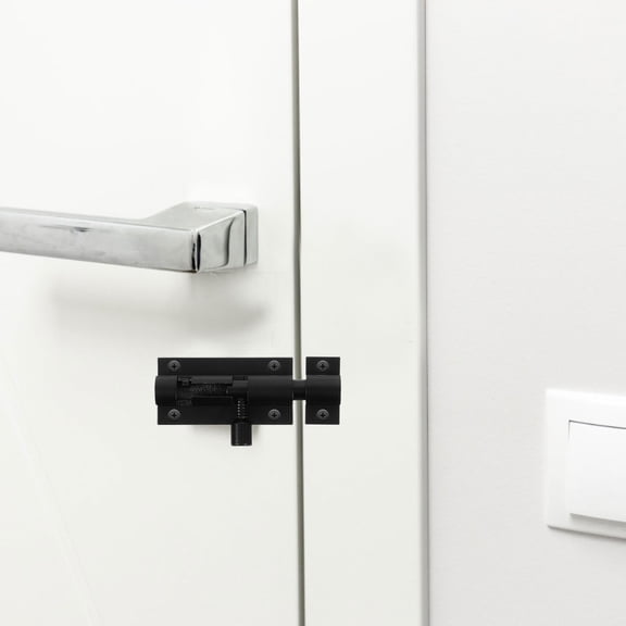 Hemobllo 2-Pack Black Sliding Barn Door Lock Bolt Latch Metal Hardware for Home, Outdoor, and Gate Security