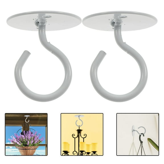 Hemobllo 2Pcs White Iron Ceiling Hanging Hook with Thickened Base for Home Use