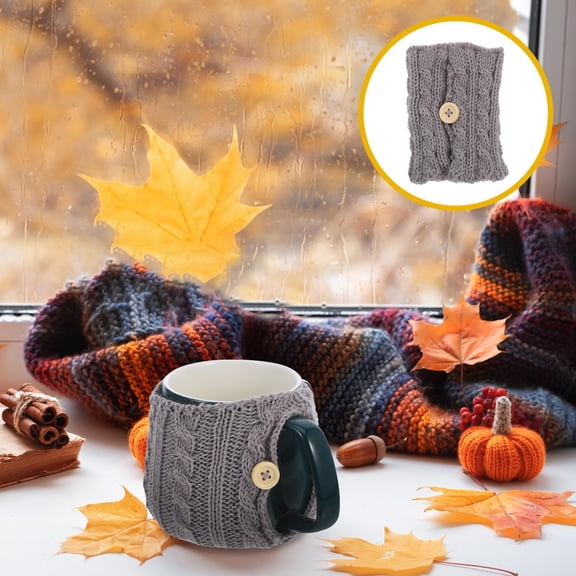 Hemobllo 2Pcs Machine Washable Cup Sleeve Grey Cozy Protector Cover