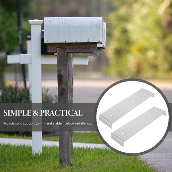 Hemobllo 2Pcs Mailbox Post Brackets Silver Mounting for Mailbox Outdoors