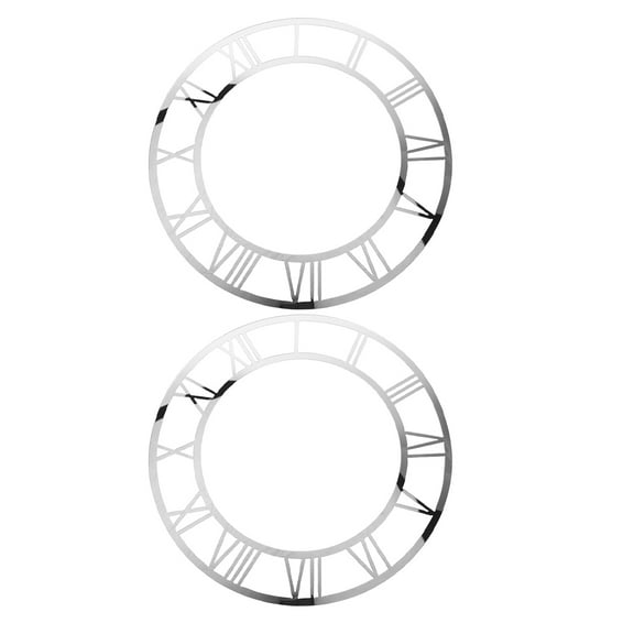 Hemobllo 2Pcs Round Acrylic Roman Numeral Mirror Clock Face Stickers for Decorative Wall