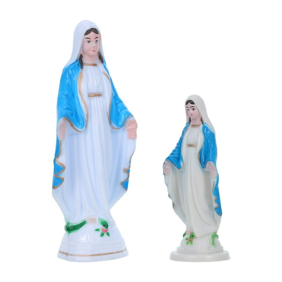 Hemobllo 2pcs Blessed Mother Statues Miniature Holy Lady Sculptures Symbolizing Decor