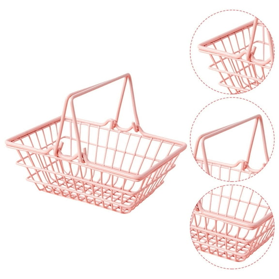 Hemobllo 2Pcs Pink Metal Storage Baskets with Handles Containers for Organizing and Storage