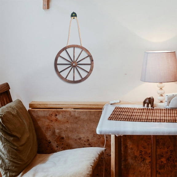 Hemobllo 2-Pack Rustic Wooden Wheel Wall Art, Vintage Western Style Home and Cabin Decor Accents for Interior Decoration