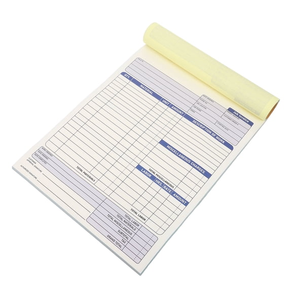 Hemobllo 2Pcs Work Order Book Carbonless Invoice Receipt Pad for Small Business Contractors Office Use