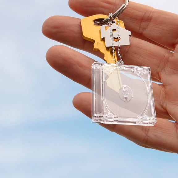 Hemobllo Mini CD Case Keychain Lanyard Acrylic 2-Pack Portable Key Holder Accessories