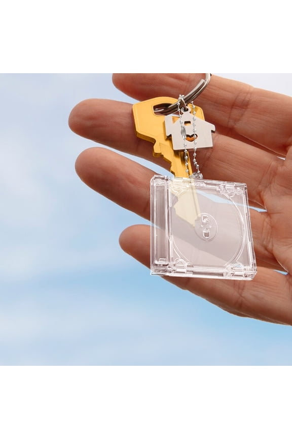 2Pcs Mini CD Case Keychain Acrylic Sleek Design DIY Fans Daily Use