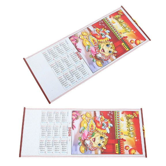 Hemobllo 2Pcs 2026 Horse Year Lunar Calendar Faux Rattan Wall Scroll for Traditional New Year Decoration