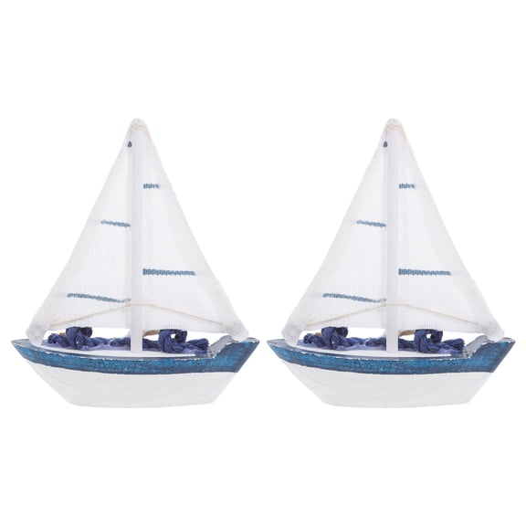 Hemobllo 2-Pack Mini Sailboat Canvas Sculptures Set for Coastal Wall Art and Nautical Home Decoration