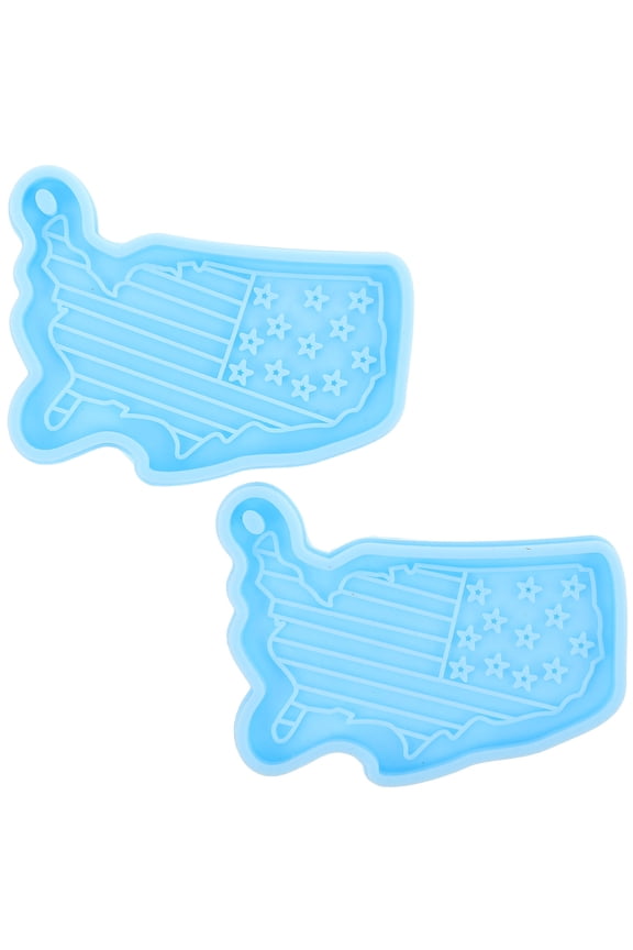 2-Pack Sky USA Map Silicone Mold for Resin Keychains, Patriotic Crafts for Independence Day Celebrations